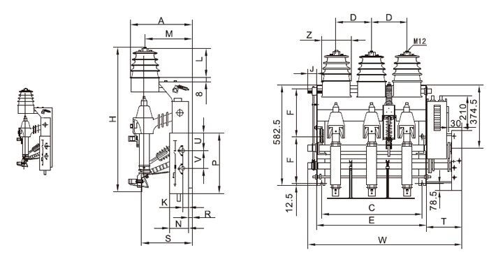 FKN12A-12D、FKRN12A-12D電動機構(gòu)側(cè)裝右操作