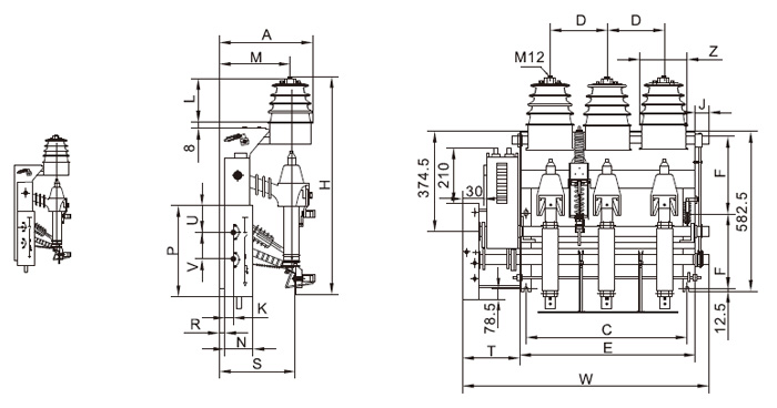 FKN12A-12D、FKRN12A-12D電動機構(gòu)側(cè)裝左操作圖一
